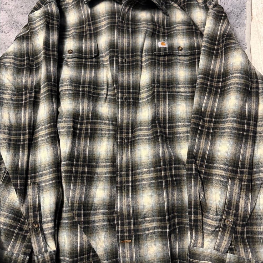 Carhartt Black and White Plaid Casual Button Down Shirt